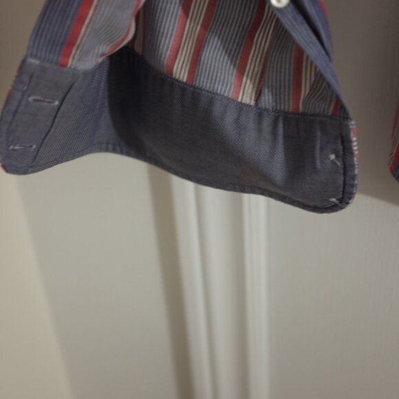 Faconnable blue red striped shirt size XL 100% cotton - Picture 5 of 13